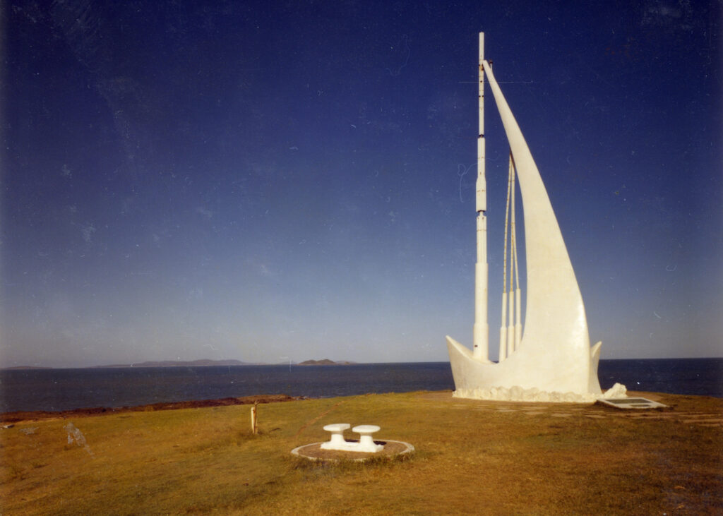 QLD State Archives - Singing Ship monument looking east. Emu Park November 1974