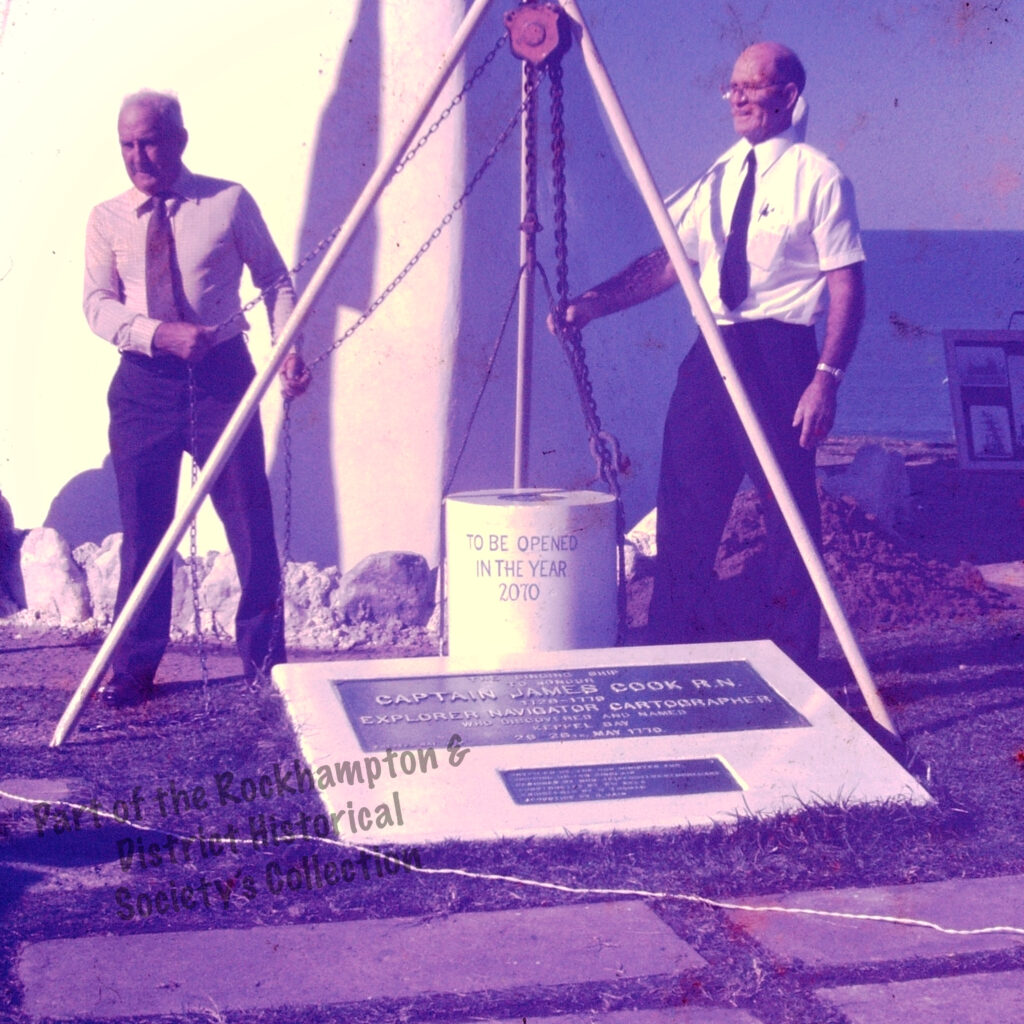 Time Capsule being placed at the Emu Park Singing Ship in May 1975